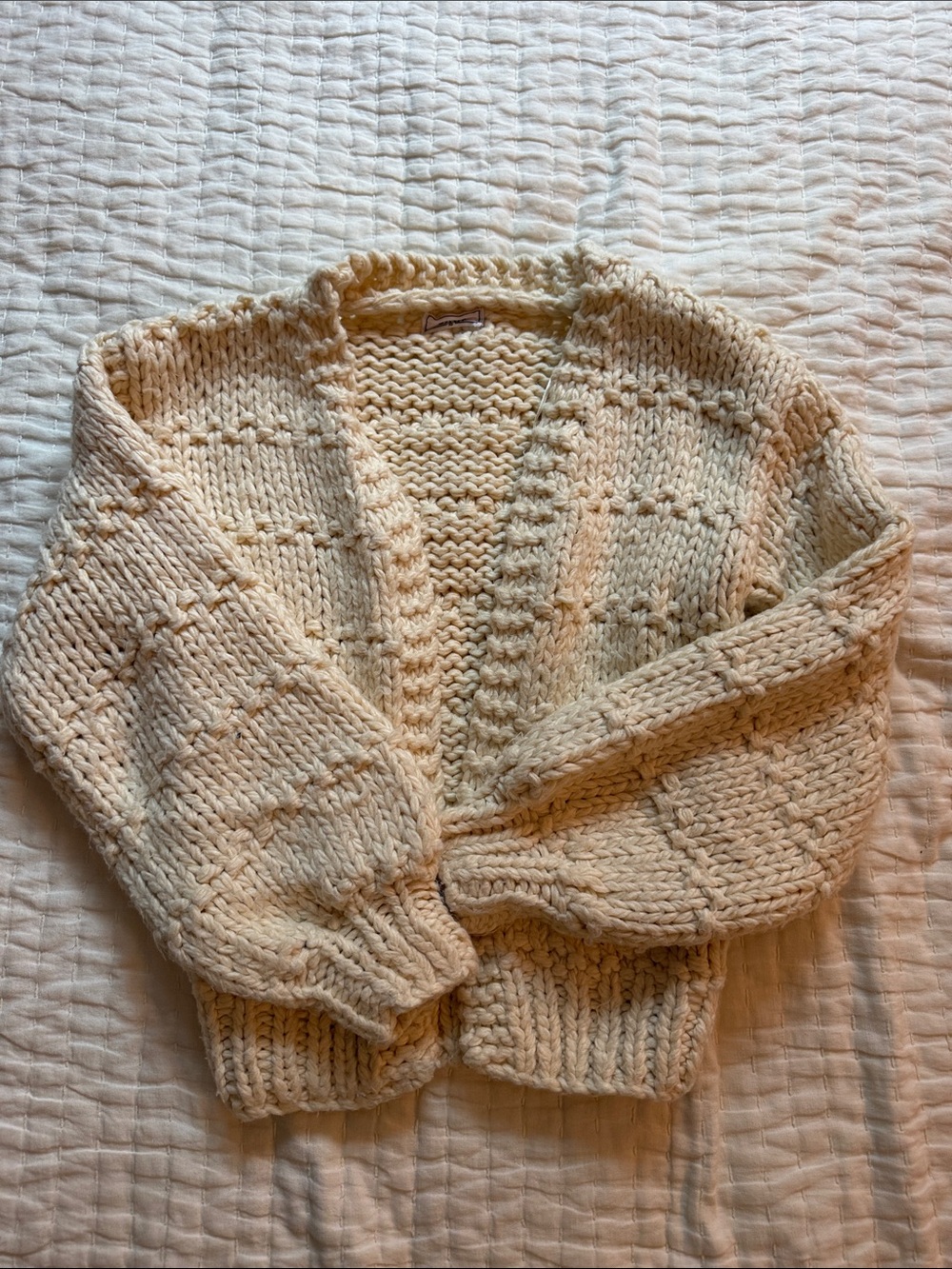Sage Cream Chunky Open-Front Knit Cardigan